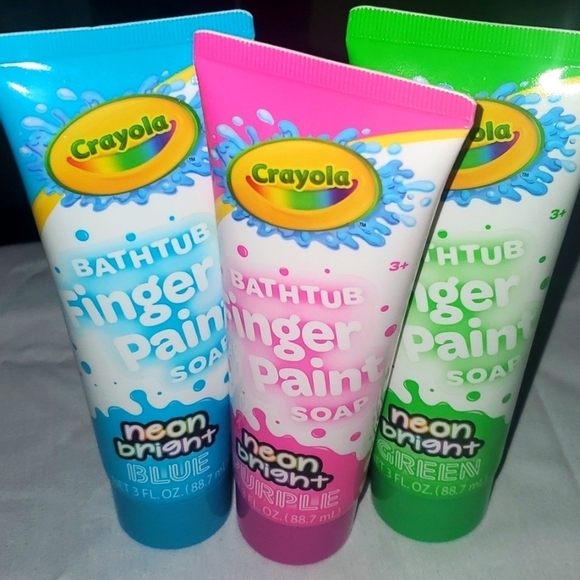 New 3pc Crayola Neon Bright Bathtub Finger Paint Soap (Set Of 3) Bath Paint - Picture 1 of 3